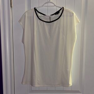 RW&CO. Cream Blouse with Black Trim